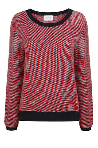 Jenny Cashmere Jacquard Knit Split Hem Sweater