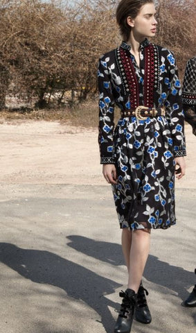 Loren Embellished Metallic Chiffon Folk Dress