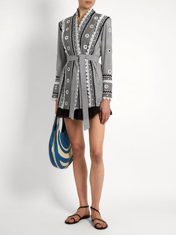 Zur Embellished Cotton Kimono Jacket - Black