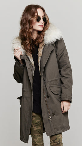 Fur Lined Parka - Army by Yves Salomon